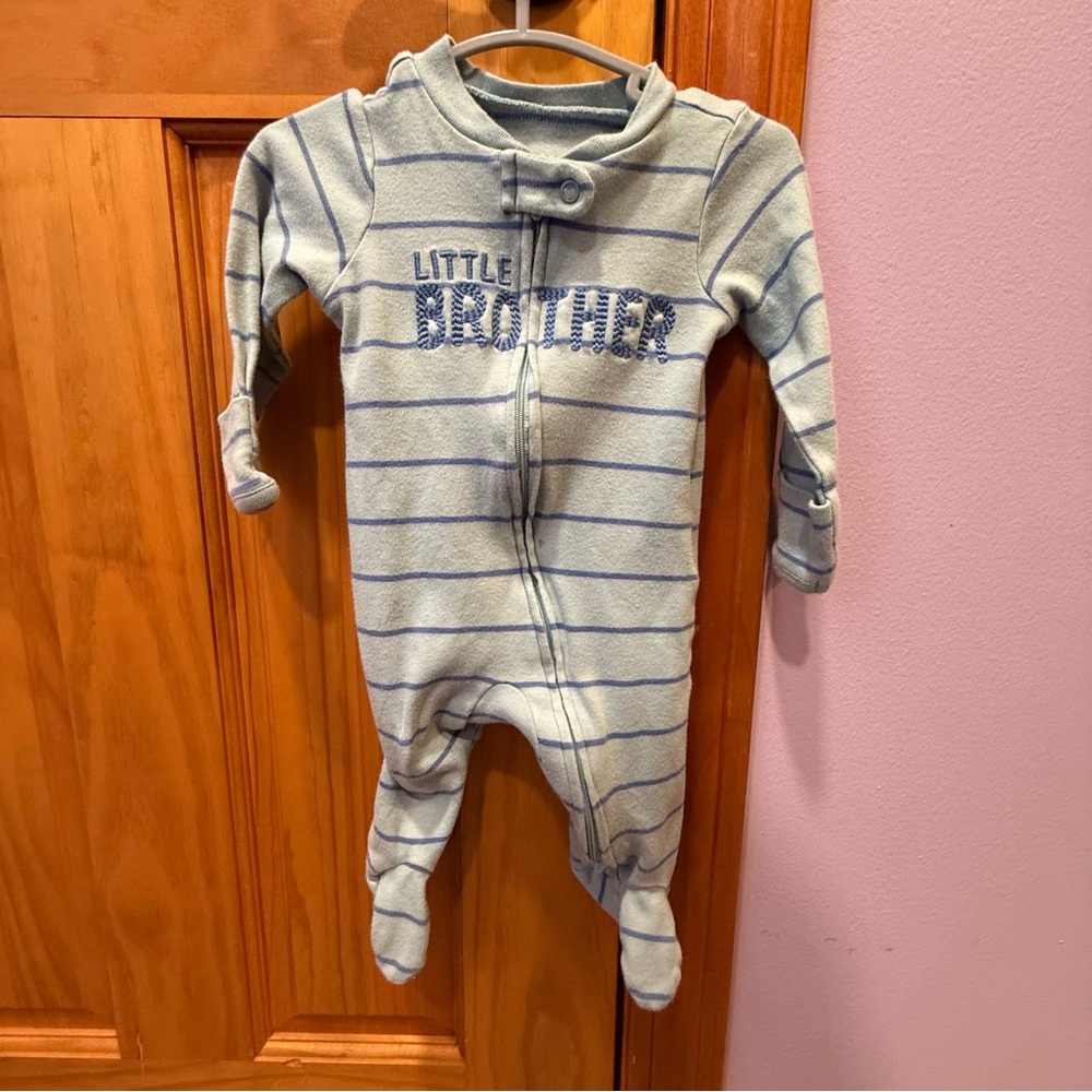 Carter's Blue Striped Little Brother Footie
